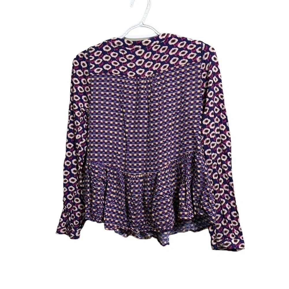 Anthropologie Sz XS Maeve Royal Purple/Fuschia Cheyenne Peplum - Picture 4 of 6